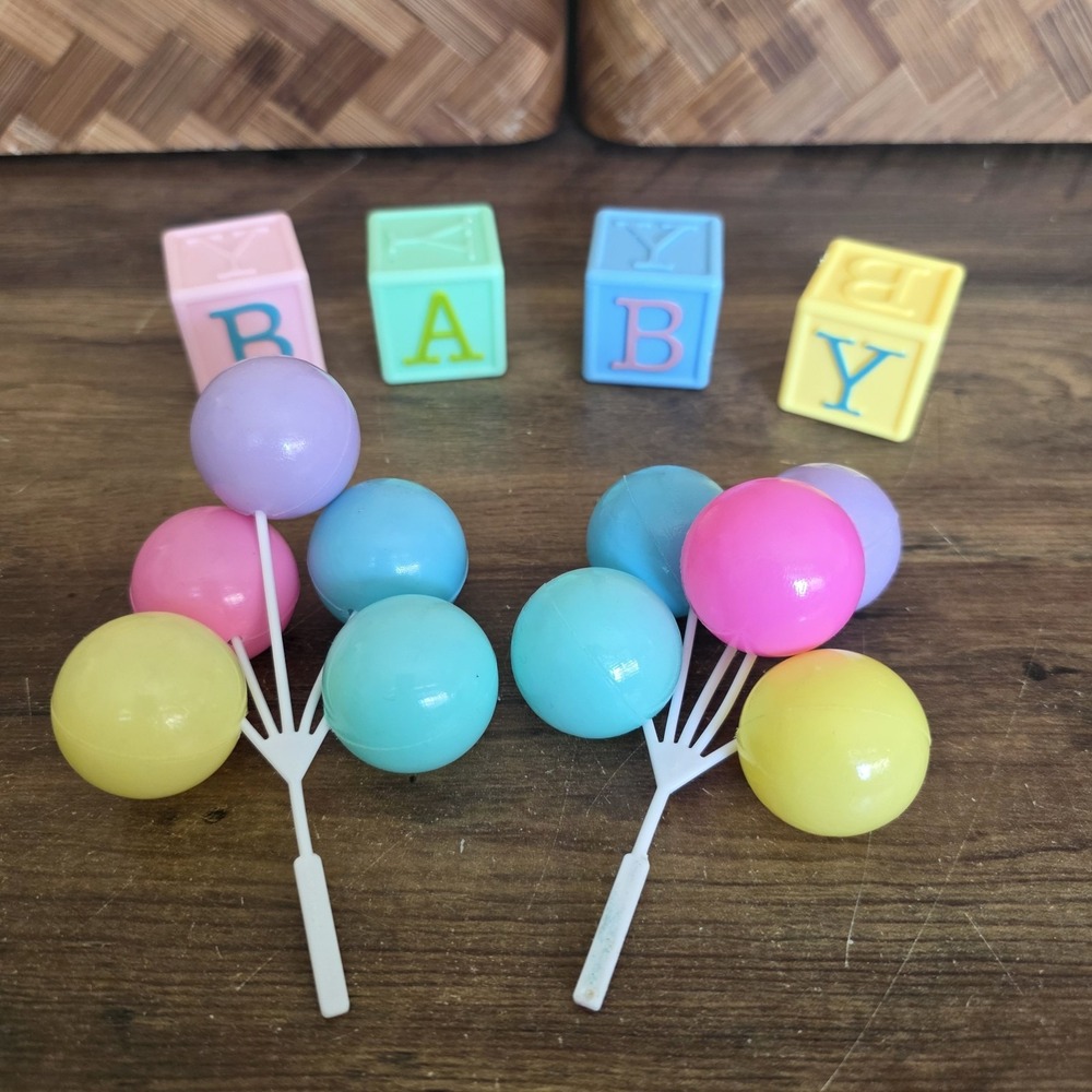 Baby Blocks Balloons Pastels Baby Shower Cake Topper Gender Reveal Party Theme